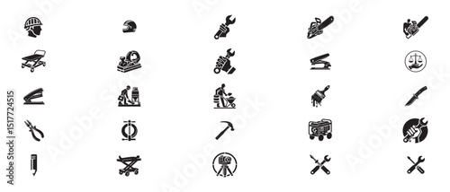 Construction and Worker Tools Icon Set