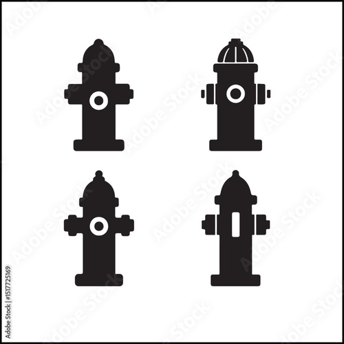 Fire Hydrants Silhouettes Icon Set