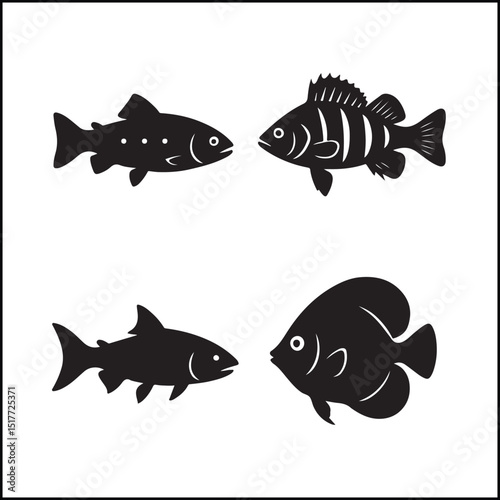 Fish Silhouettes Icon Set