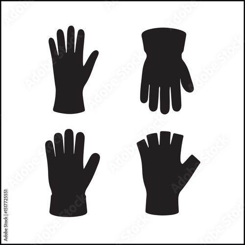 Gloves Silhouettes Icon Set