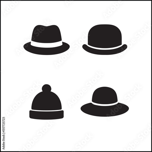 Hats Silhouettes Icon Set