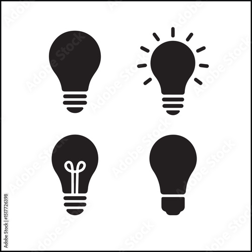 Light Bulbs Silhouettes Icon Set