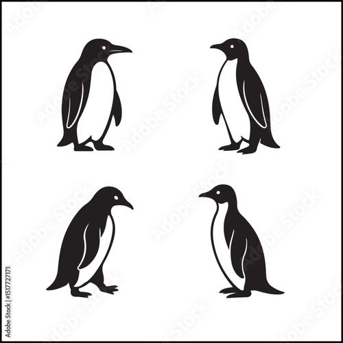 Penguins Silhouettes Icon Set