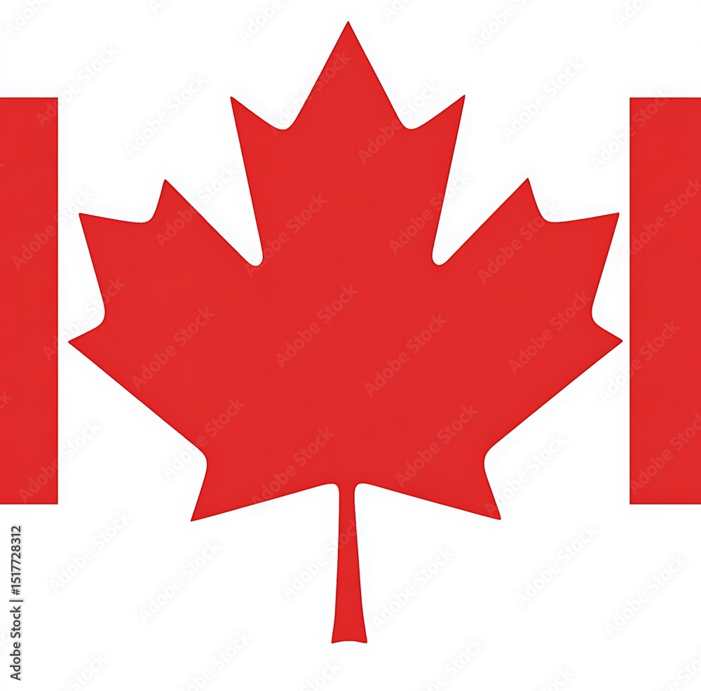 The national flag of canada with a prominent red maple leaf on a white background The national flag of canada with a prominent red maple leaf on a white background