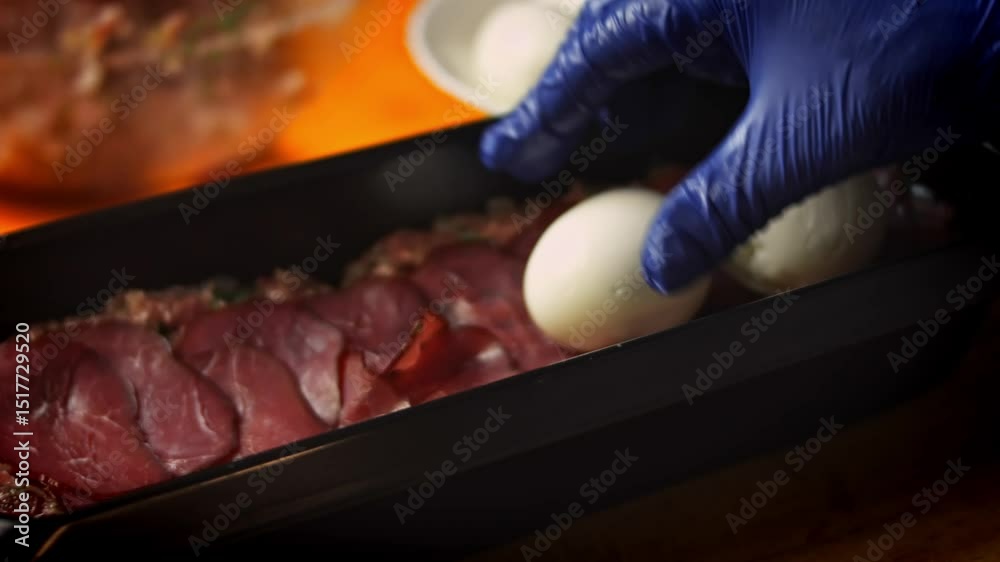 I add boiled eggs to the falsher hase. Falscher Hase recipe. 4k video recipe