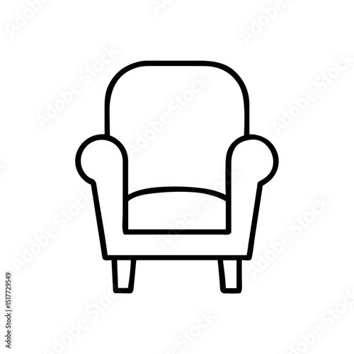 Armchair icon for interior design websites, furniture store catalogs, home decoration blogs, apartment planning tools and comfort living presentations