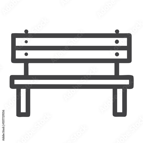 Park bench icon for outdoor furniture websites, urban planning blogs, public space design, landscape architecture materials and city development presentations