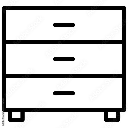 Chest of drawers icon for bedroom furniture websites, interior design blogs, home organization guides, storage solution catalogs and apartment planning materials