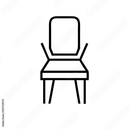 Chair front view icon for furniture websites, interior design blogs, office equipment catalogs, home decoration guides and classroom setup presentations
