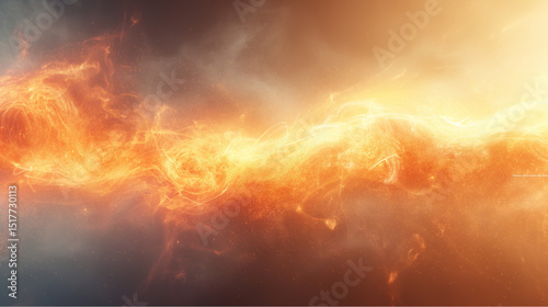 Fiery orange energy wave through smoky atmosphere. Dynamic abstract blend of heat and motion. Perfect for sci-fi, tech design, or futuristic themes.