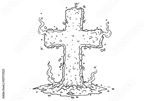 Conceptual illustration of a cross forming from ashes in continu