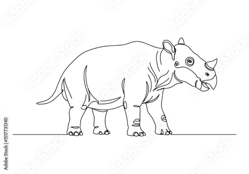 Elegant continuous line drawing of a Paraceratherium with minima