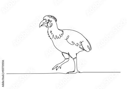 Elegant Moa Portrait, Continuous Line Art Depicting Extinct Avia