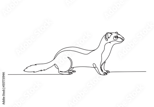 Elegant Weasel Portrait, A Minimalist Continuous Line Art Illust