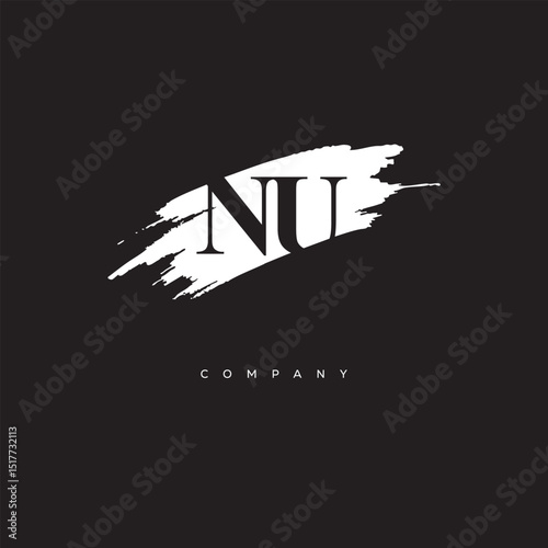NU Brush Monogram Logo – Creative Minimalist Letter mark for Luxury Branding & Elegant Identity Design"
