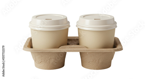 Vászonkép Isolated Two Coffee Cups in Holder