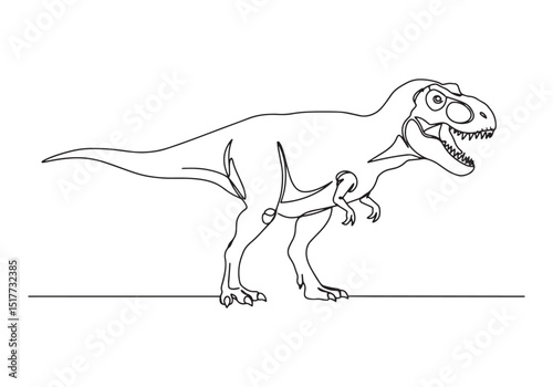 Tyrannosaurus Rex Continuous Line Drawing, Prehistoric Elegance