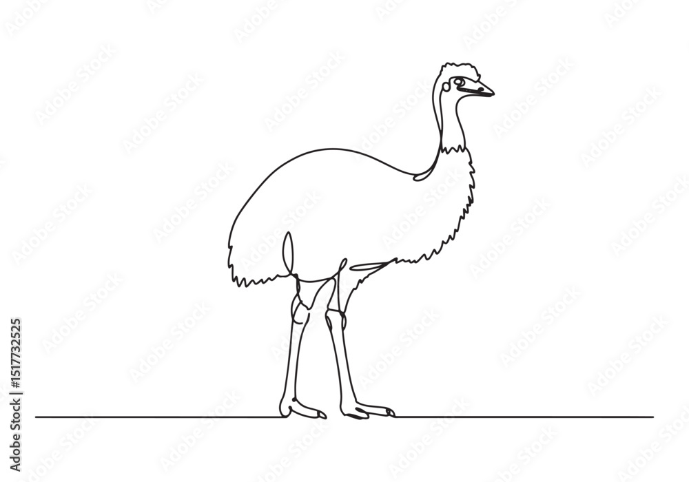 Fototapeta premium Elegant Emu Illustration, A Continuous Line Drawing in Black and