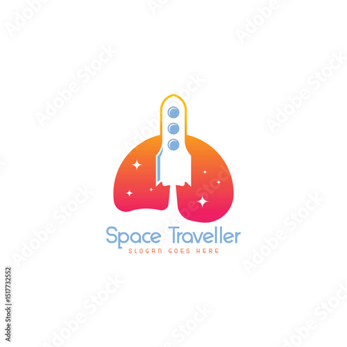 Space traveller logo design template