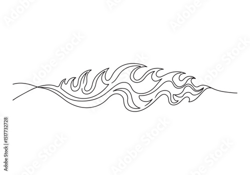 Elegant continuous line drawing of flames conveying prophecy in