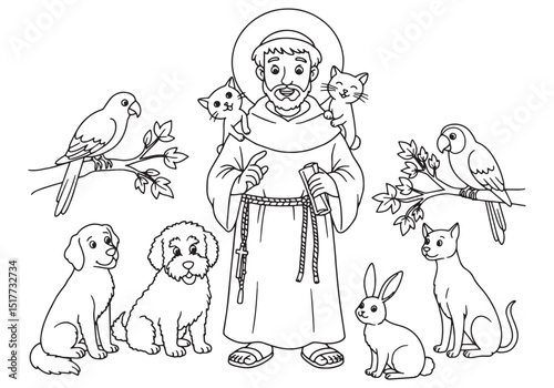 Delightful feast of st francis with charming animals illustratio