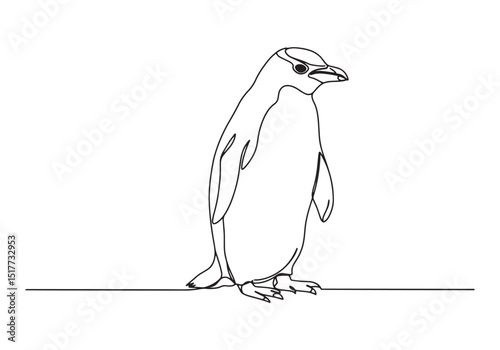 Continuous Line Drawing of a Yellow-Eyed Penguin Elegant Minimal