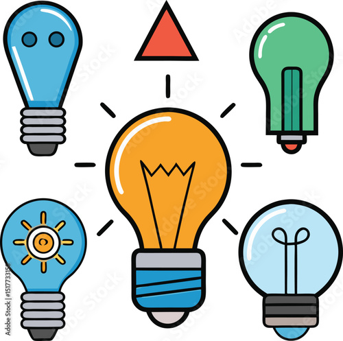 Electrical light bulb icon set design 