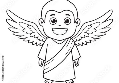 Charming Azaziel Noble Coloring Page, A Black and White Angel Il
