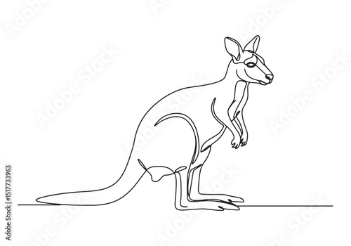 Toolache Wallaby Continuous Line Drawing, An Elegant Minimalist