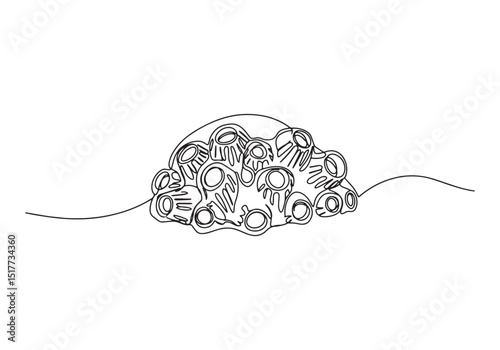 Elegant line art illustration of barnacles, minimalistic design,
