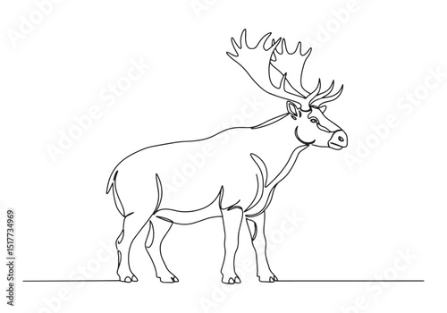 Elegant megaloceros one-line drawing showcasing minimalistic sty