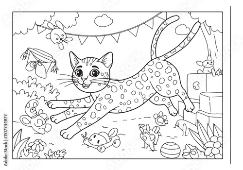Enchanting Chausie's playful escapade in a whimsical coloring bo