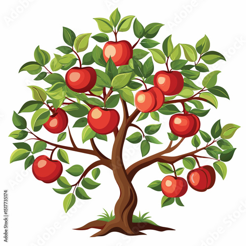 Abundant Red Apple Tree Lush Green Leaves Vibrant Fruit Harvest Autumn Nature Organic Food