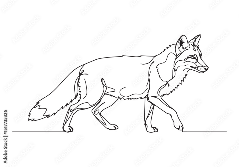 Fototapeta premium Elegant fox illustration rendered in a continuous single line dr