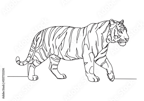 Magnificent bengal tiger captured in a continuous single line dr