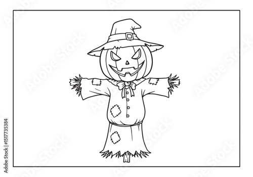Enchanting Halloween, A Whimsical Coloring Page of a Female Jack