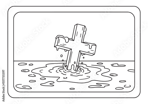 Symbol of Faith, An Illustrative Cross Submerged in Holy Water S