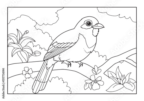 Detailed trogon coloring page for creative relaxation and artist