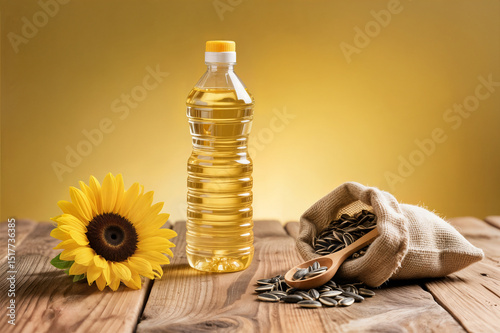 sunflower oil bottle sunflower seeds concept botella de aceite de girasol semillas de girasol concepto bouteille d'huile de tournesol concept de graines de tournesol ayçiçek yağı ay çekirdeği ayçiçeği