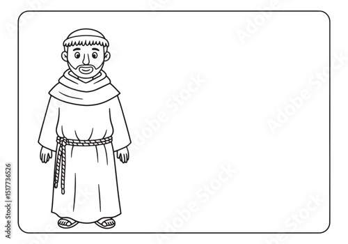 Detailed black and white illustration of a Franciscan Friar read