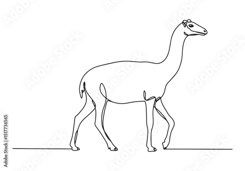 Elegant Macrauchenia Illustration in a Single Continuous Line Dr