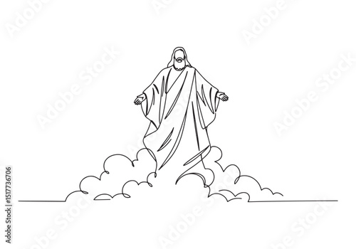 Continuous line drawing of Elijah ascending to heaven in a whirl
