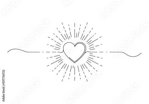 Heart and soul continuous line drawing concept of love and passi