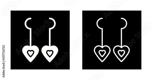 Heart Shaped Earrings Vector Icon