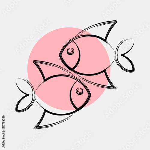 Icon pisces the fishes. Zodiac horoscope elements. Icon in color spot style.