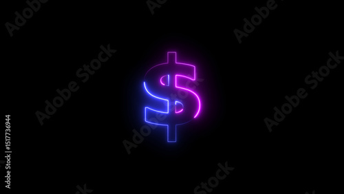 Neon Dollar icon illustration background. Glowing dollar sign background