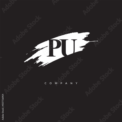 PU Brush Monogram Logo – Creative Minimalist Letter mark for Luxury Branding & Elegant Identity Design"
