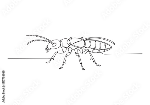 Minimalist one line drawing of an antlion, creating a modern ins
