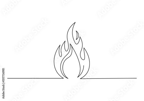 Continuous Line Drawing of Holy Spirit Flame Illustration in Bla