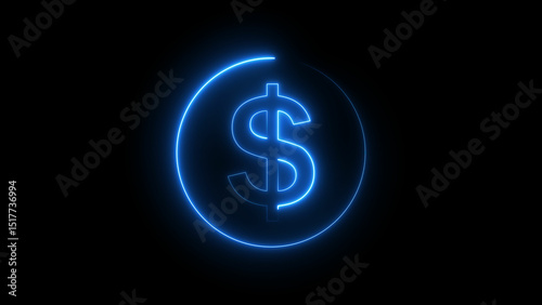 Neon Dollar icon illustration background. Glowing dollar sign background